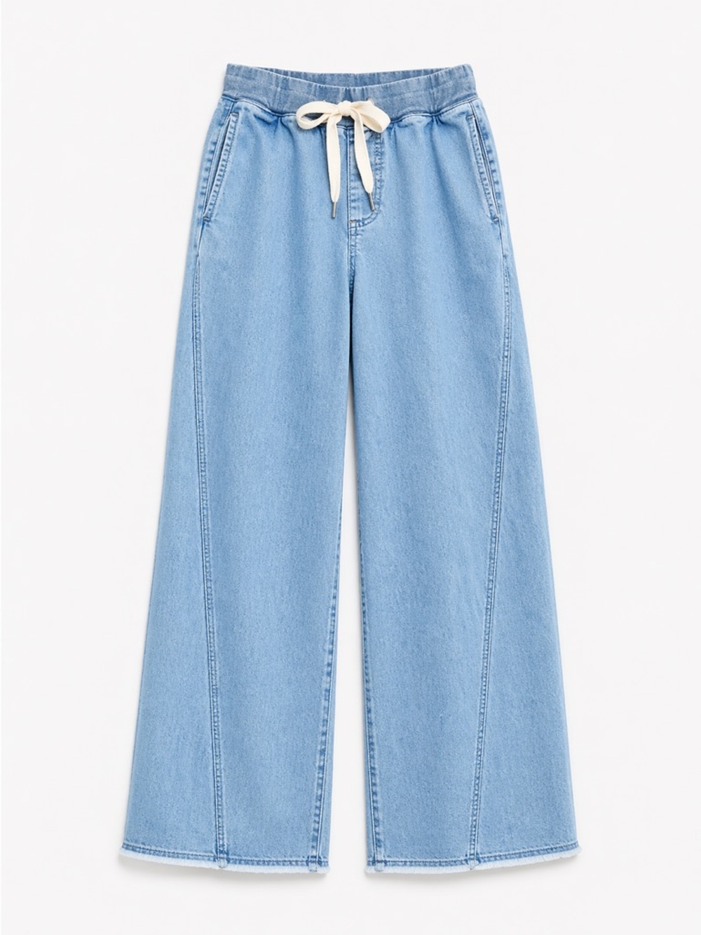 aerie Soft Landing Light Blue Wide-Leg Drawstring Jeans (218) - Picture 3 of 9